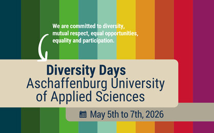 Banner mit Längsstreifen in Regenbogenfarben mit den textlichen Infos zu den Diversity Days