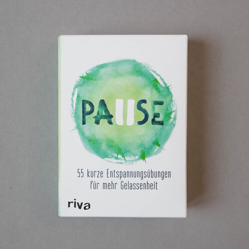 Kartenset 55 Übungskarten für Entspannung "Pause" in weiß und grün