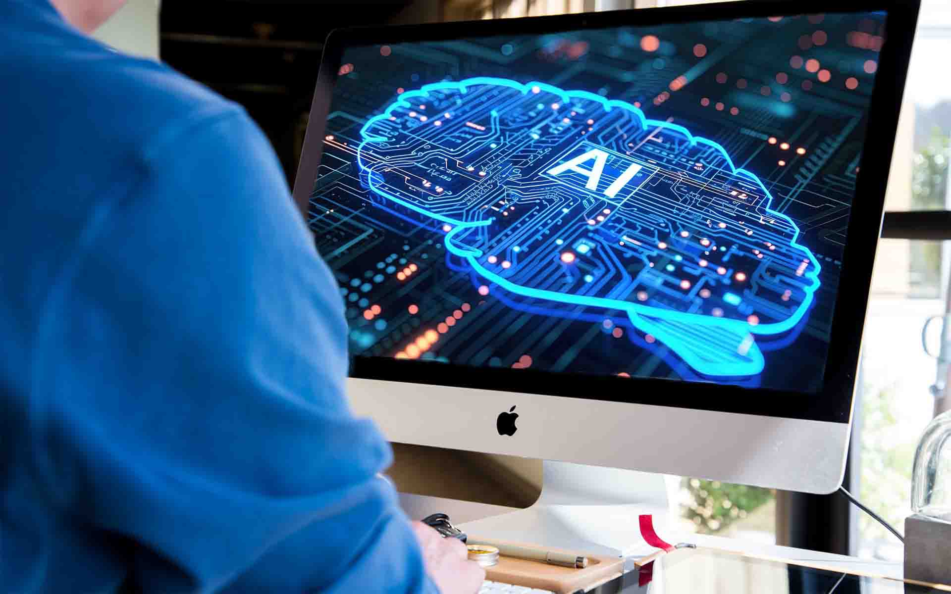 Bildschirm mit graphischer Darstellung zum Thema KI