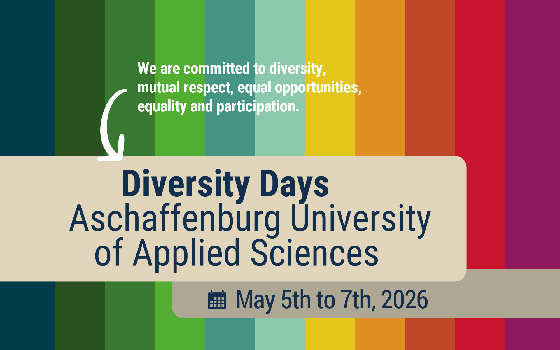 Banner mit Längsstreifen in Regenbogenfarben mit den textlichen Infos zu den Diversity Days